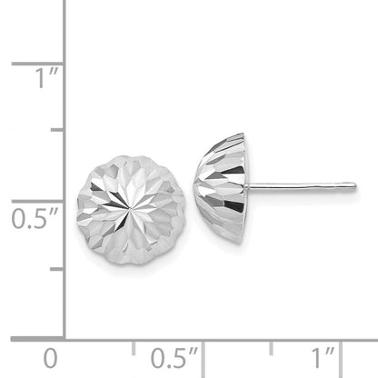 14K Weißgold Poliert & Diamantiert Halb Kugel Ohrstecker