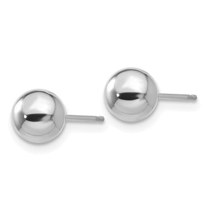 14K Weißgold Poliert 6mm Kugel Ohrstecker