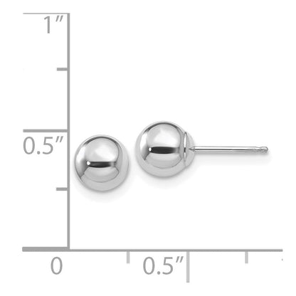 14K Weißgold Poliert 6mm Kugel Ohrstecker