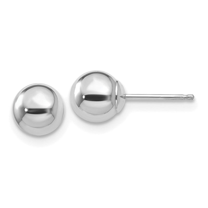 14K Weißgold Poliert 6mm Kugel Ohrstecker