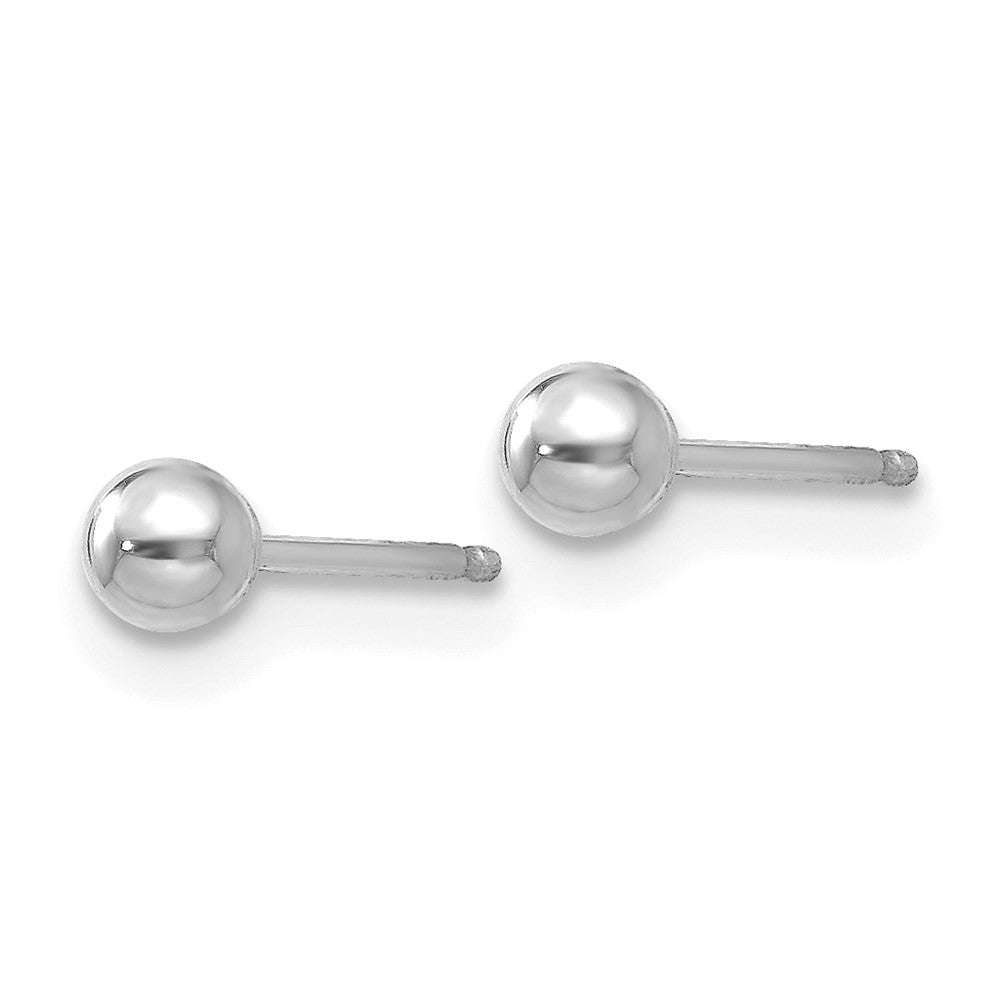 14K Weißgold Poliert 3mm Kugel Ohrstecker