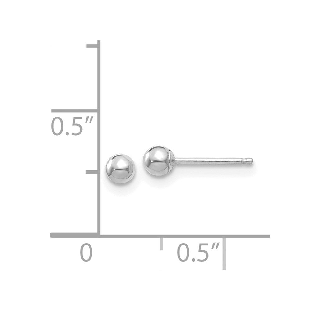 14K Weißgold Poliert 3mm Kugel Ohrstecker