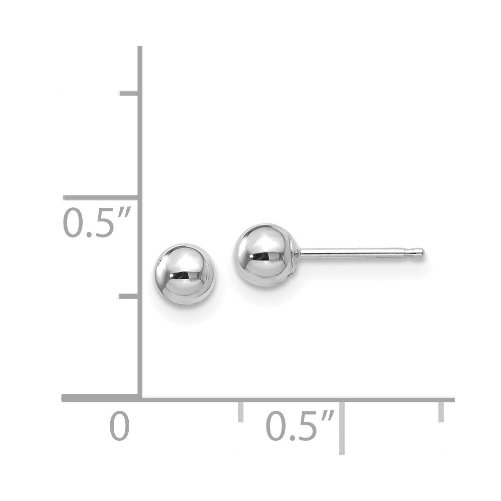 14K Weißgold Poliert 4mm Kugel Ohrstecker
