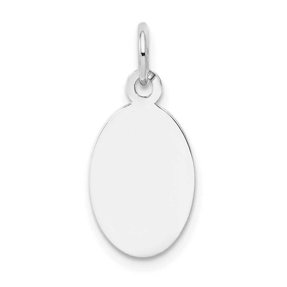 14K Weißgold Schlicht Oval Gravierbar Plättchen Charm