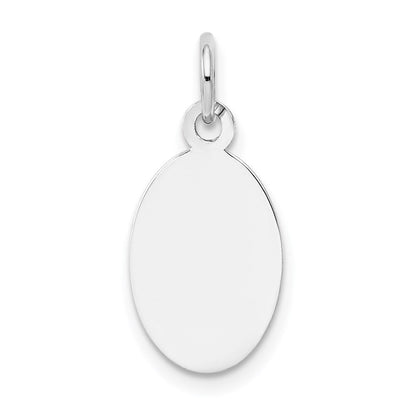 14K Weißgold Schlicht Oval Gravierbar Plättchen Charm