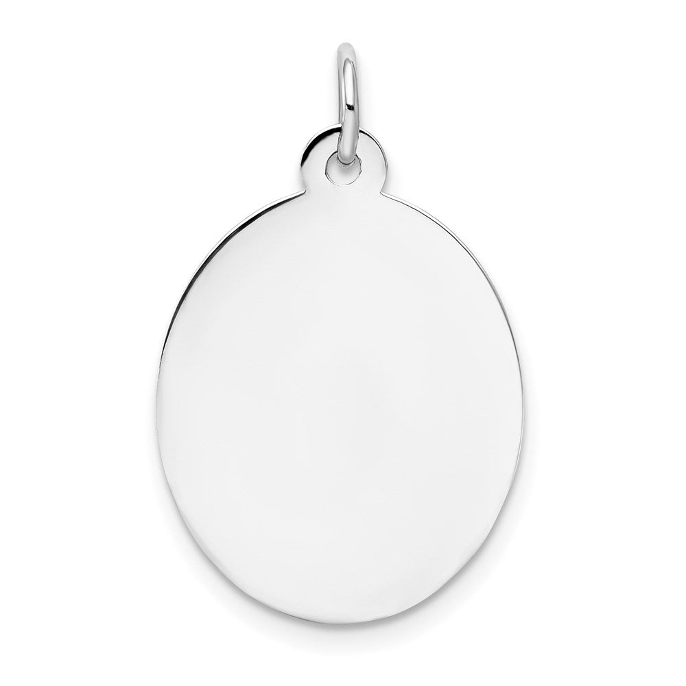 14K Weißgold Schlicht Oval Gravierbar Plättchen Charm
