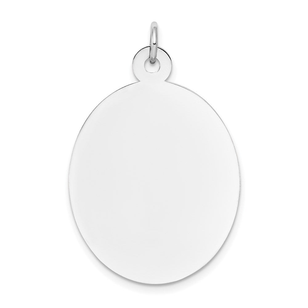 14K Weißgold Schlicht Oval Gravierbar Plättchen Charm