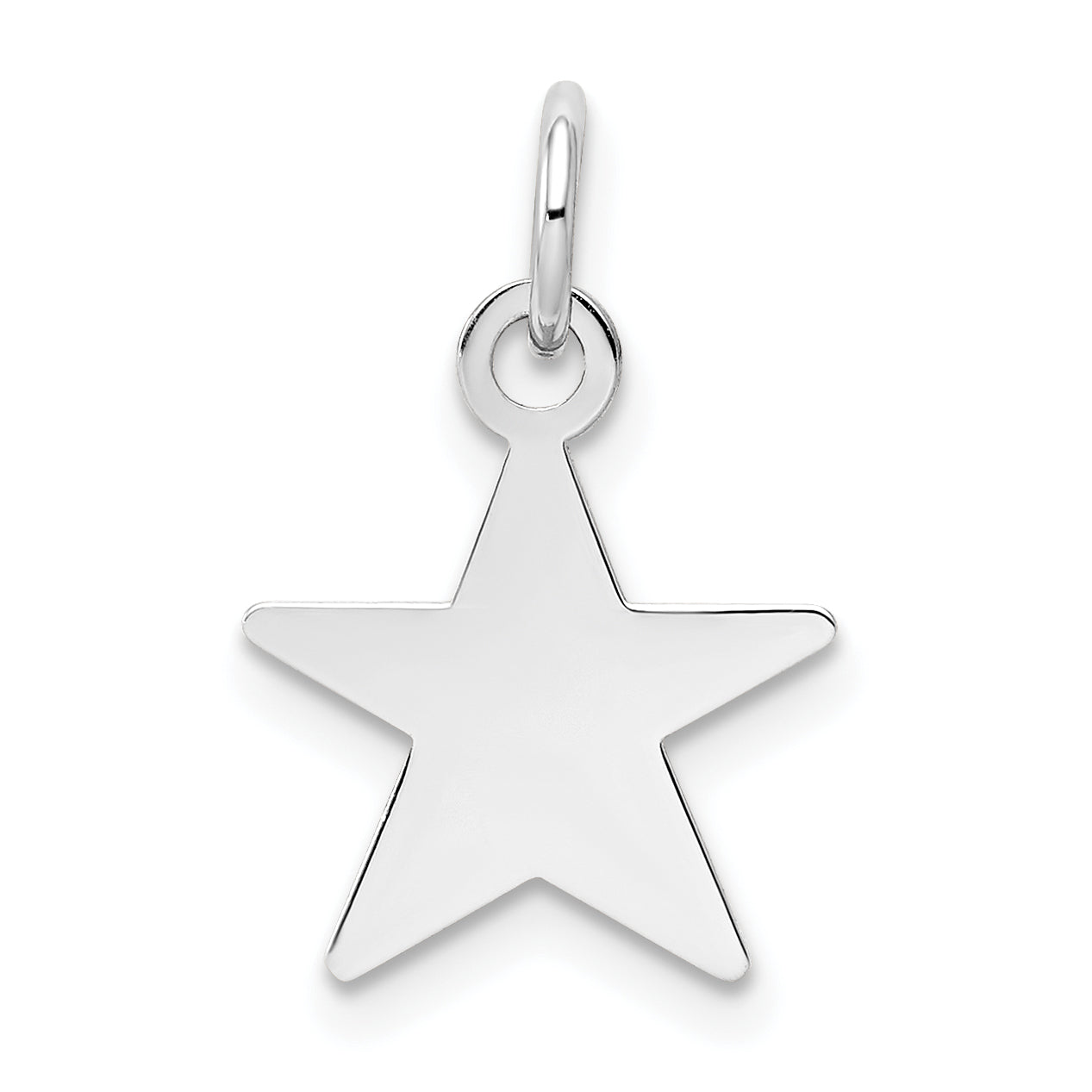 14K Weißgold Schlicht Gravierbar Stern Charm