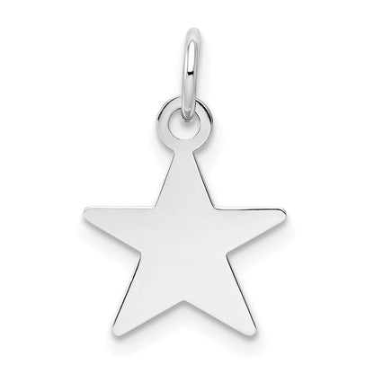 14K Weißgold Schlicht Gravierbar Stern Charm