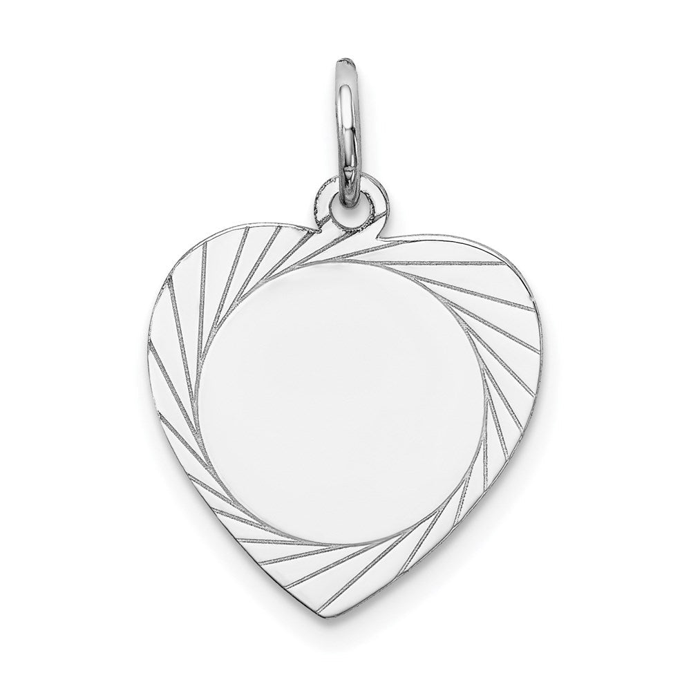 14K Weißgold 14K Weißgold Geätzt Design.013 Stärke Gravierbar Herz Charm