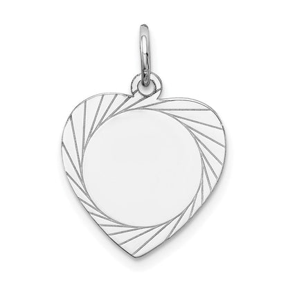 14K Weißgold 14K Weißgold Geätzt Design.013 Stärke Gravierbar Herz Charm