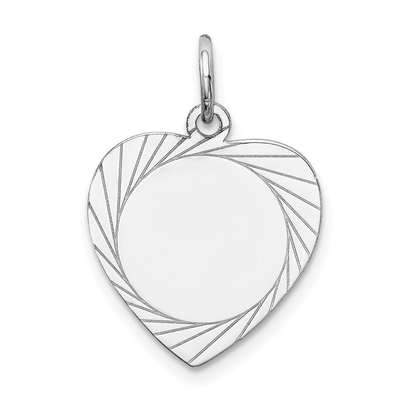 14K Weißgold 14K Weißgold Geätzt Design.013 Stärke Gravierbar Herz Charm