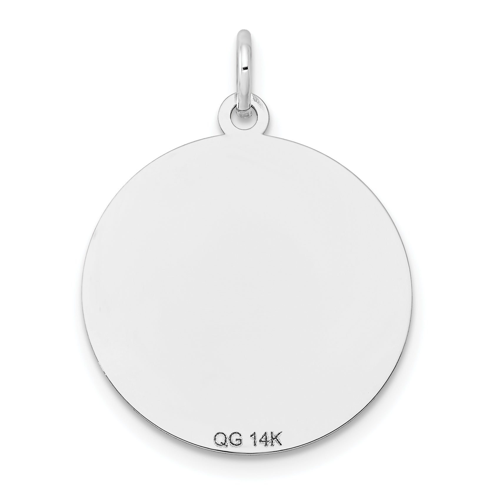 14K Weißgold Geätzt Design Rund Gravierbar Charm