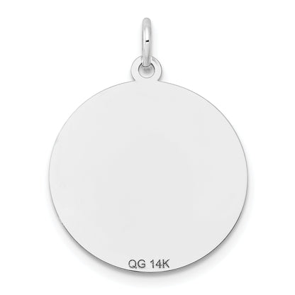 14K Weißgold Geätzt Design Rund Gravierbar Charm