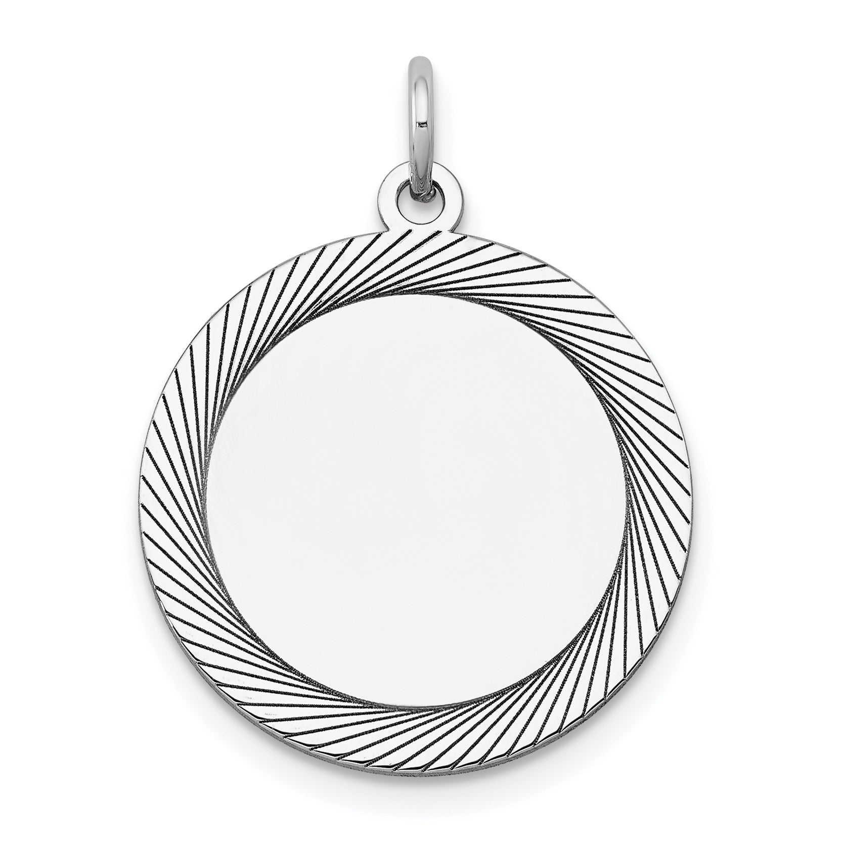 14K Weißgold Geätzt Design Rund Gravierbar Charm