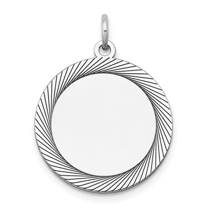 14K Weißgold Geätzt Design Rund Gravierbar Charm