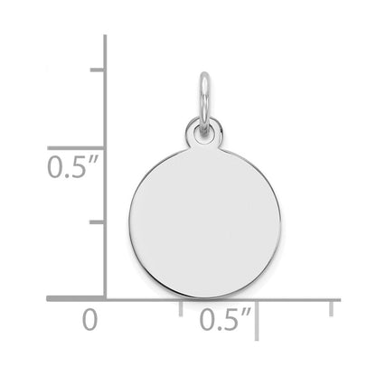 14K Weißgold Schlicht Rund Gravierbar Plättchen Charm