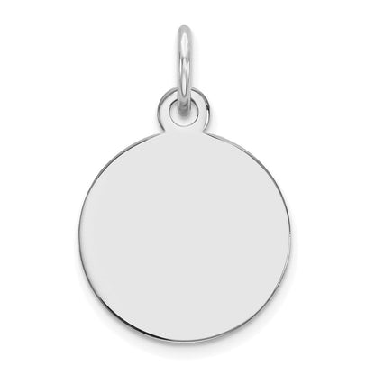 14K Weißgold Schlicht Rund Gravierbar Plättchen Charm