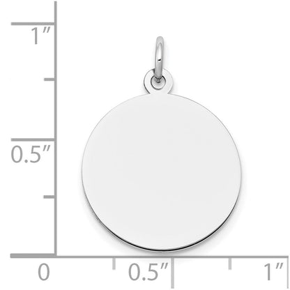 14K Weißgold Schlicht Rund Gravierbar Plättchen Charm