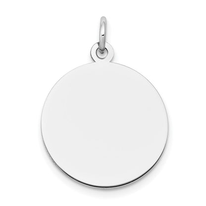 14K Weißgold Schlicht Rund Gravierbar Plättchen Charm