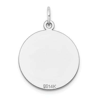 10K Weißgold 10kw Schlicht.009 Stärke Kreisförmig Gravierbar Plättchen Charm