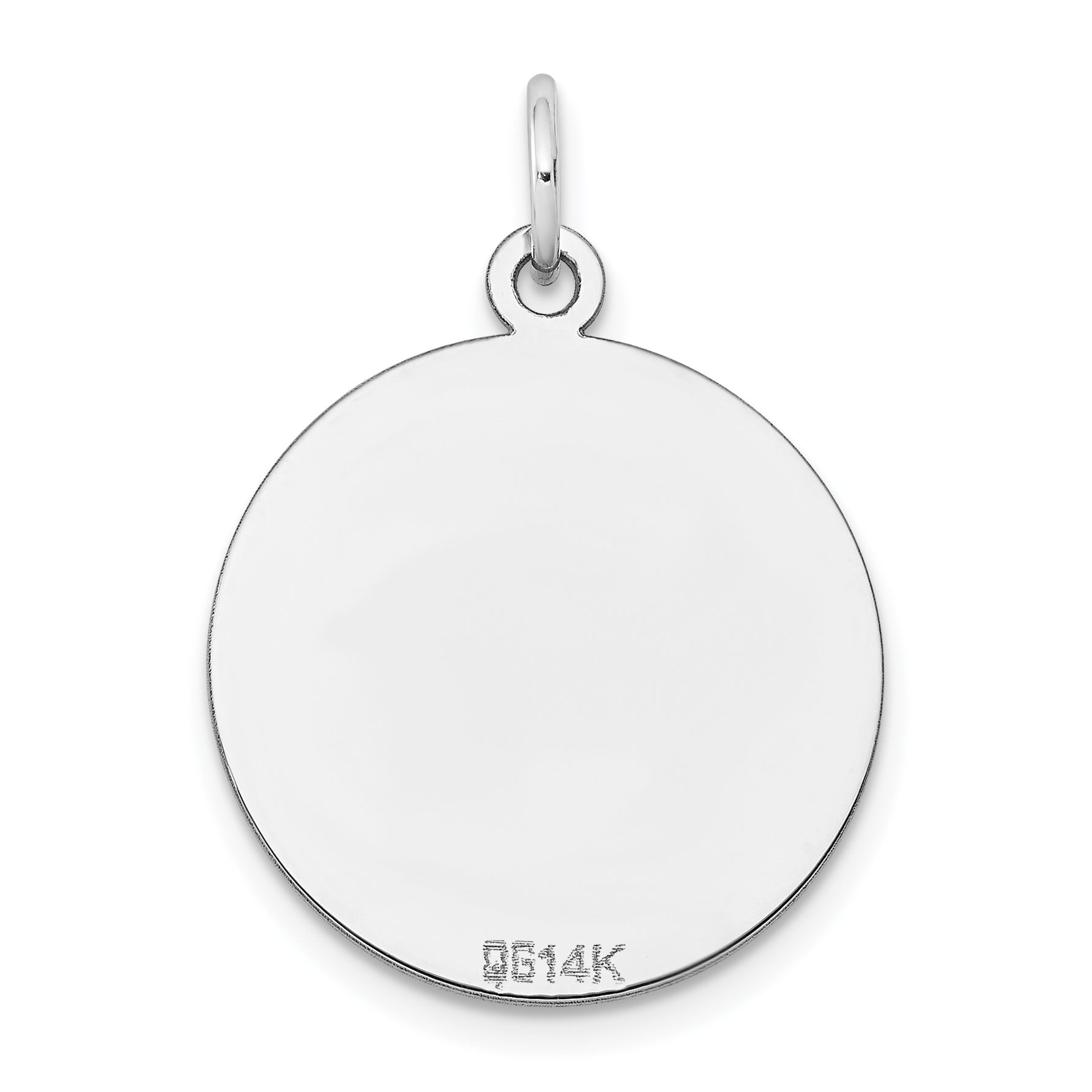 14K Weißgold Schlicht Rund Gravierbar Plättchen Charm