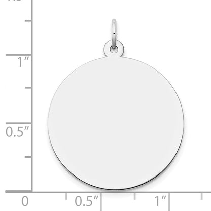 14K Weißgold Schlicht Rund Gravierbar Plättchen Charm