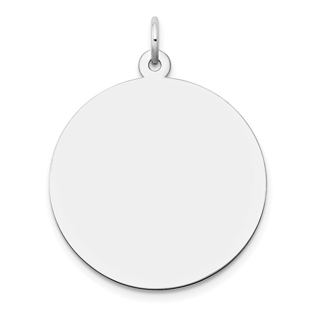 14K Weißgold Schlicht Rund Gravierbar Plättchen Charm
