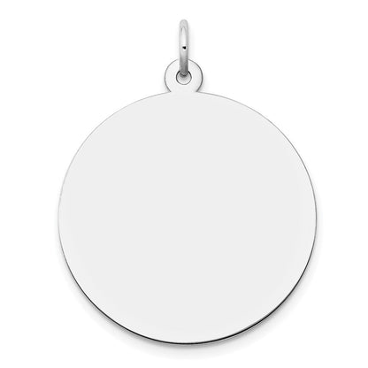 14K Weißgold Schlicht Rund Gravierbar Plättchen Charm