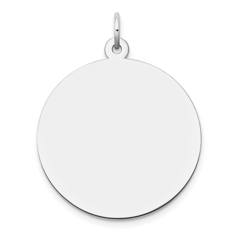 14K Weißgold Schlicht Rund Gravierbar Plättchen Charm