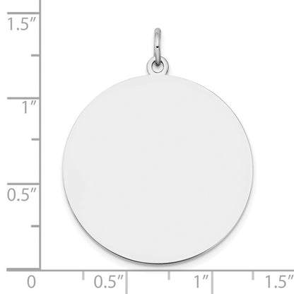 14K Weißgold Schlicht Rund Gravierbar Plättchen Charm