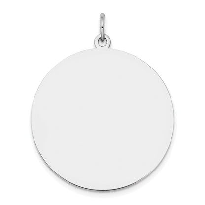 14K Weißgold Schlicht Rund Gravierbar Plättchen Charm