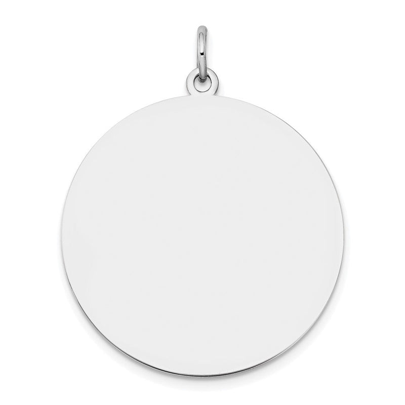 14K Weißgold Schlicht Rund Gravierbar Plättchen Charm