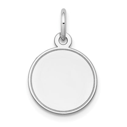 14K Weißgold Schlicht Rund Gravierbar Plättchen Charm