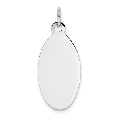 14K Weißgold 14K Weißgold Schlicht.018 Stärke Elliptical Gravierbar Plättchen Charm