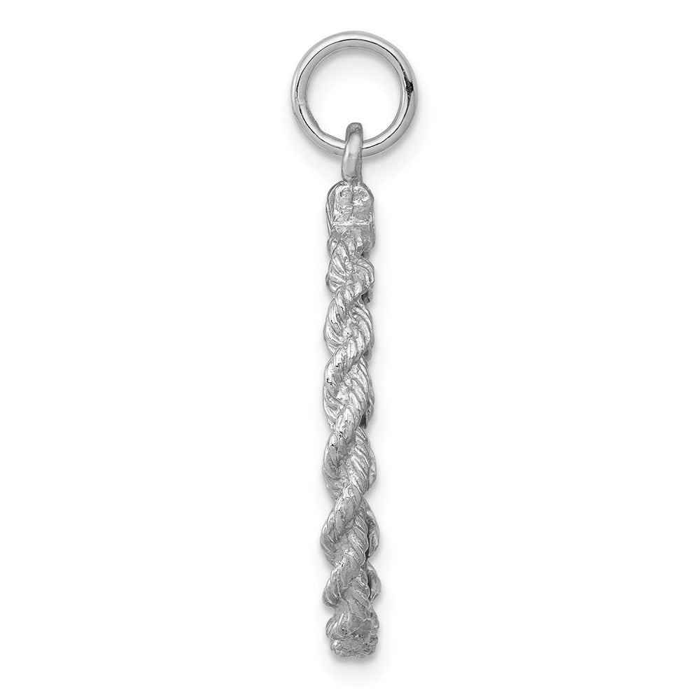 14K Weißgold 14K Weißgold.013 Stärke Rund Gravierbar Plättchen mit Kordel Charm