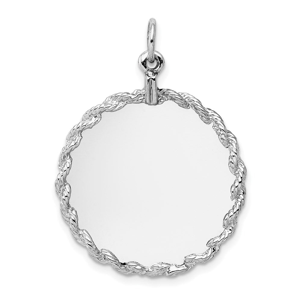 14K Weißgold 14K Weißgold Abgerundet mit Kordel.013 Stärke Gravierbar Plättchen