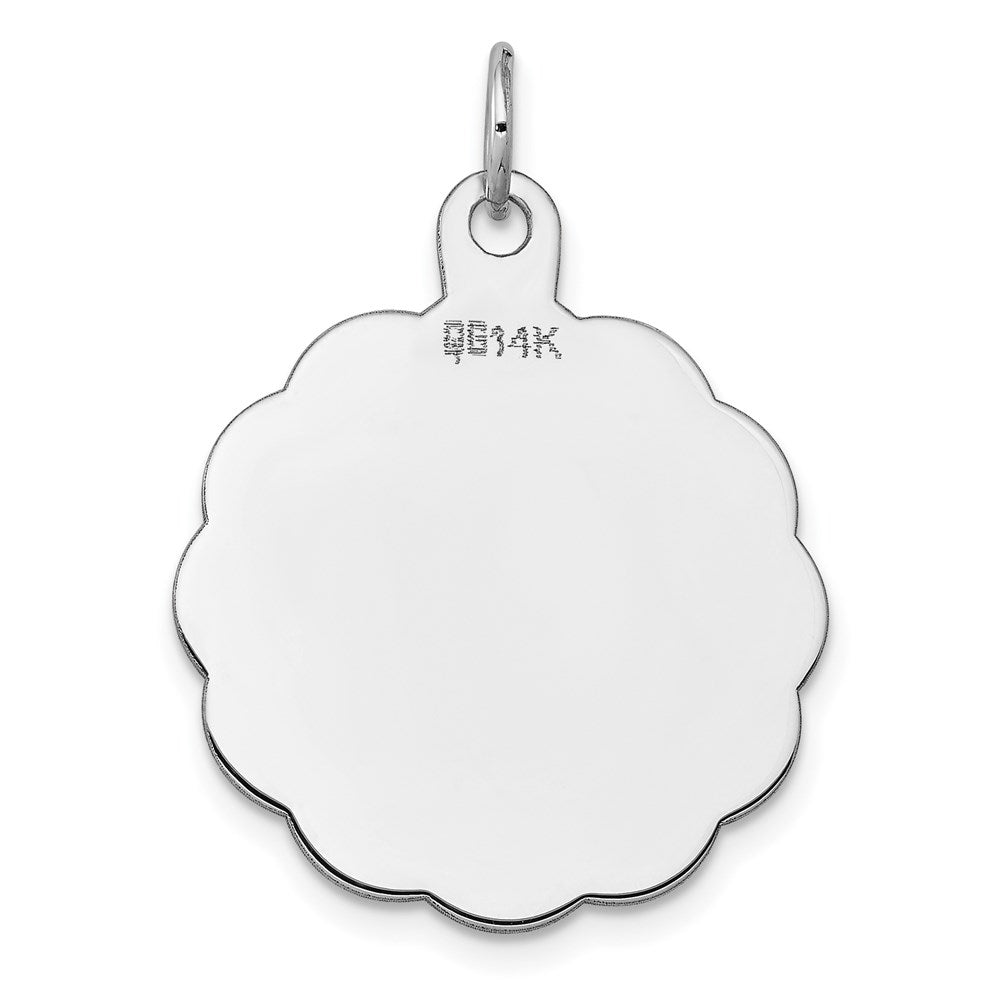 14K Weißgold Gravierbar Gewellt Plättchen Charm