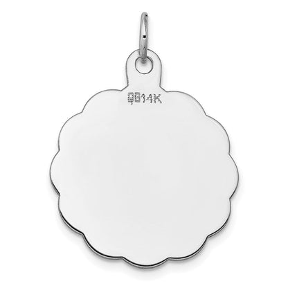 14K Weißgold Gravierbar Gewellt Plättchen Charm