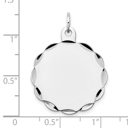 14K Weißgold Gravierbar Gewellt Plättchen Charm