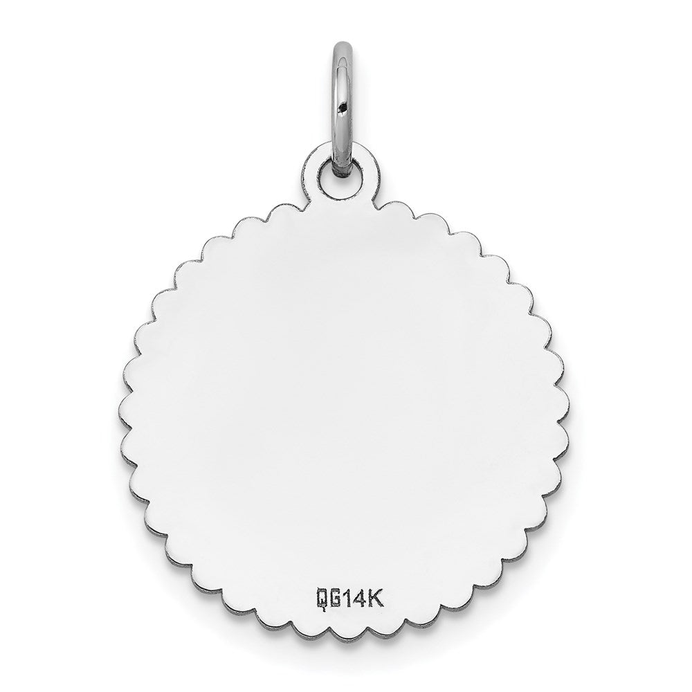 14K Weißgold Gravierbar Gewellt Plättchen Charm