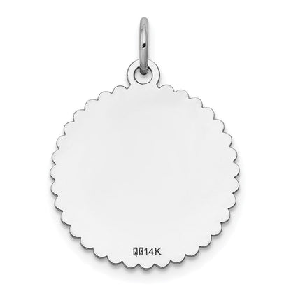 14K Weißgold Gravierbar Gewellt Plättchen Charm