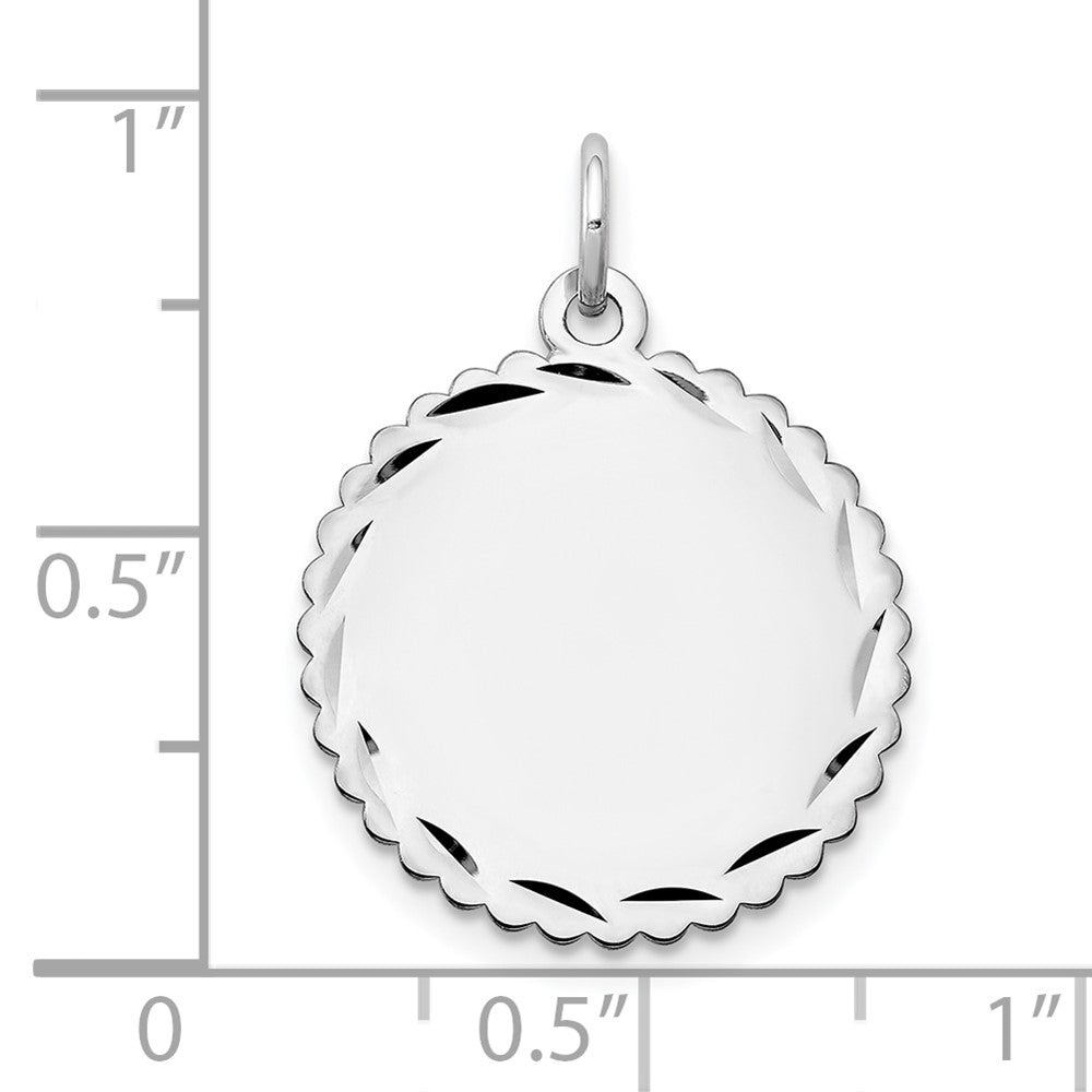 14K Weißgold Gravierbar Gewellt Plättchen Charm