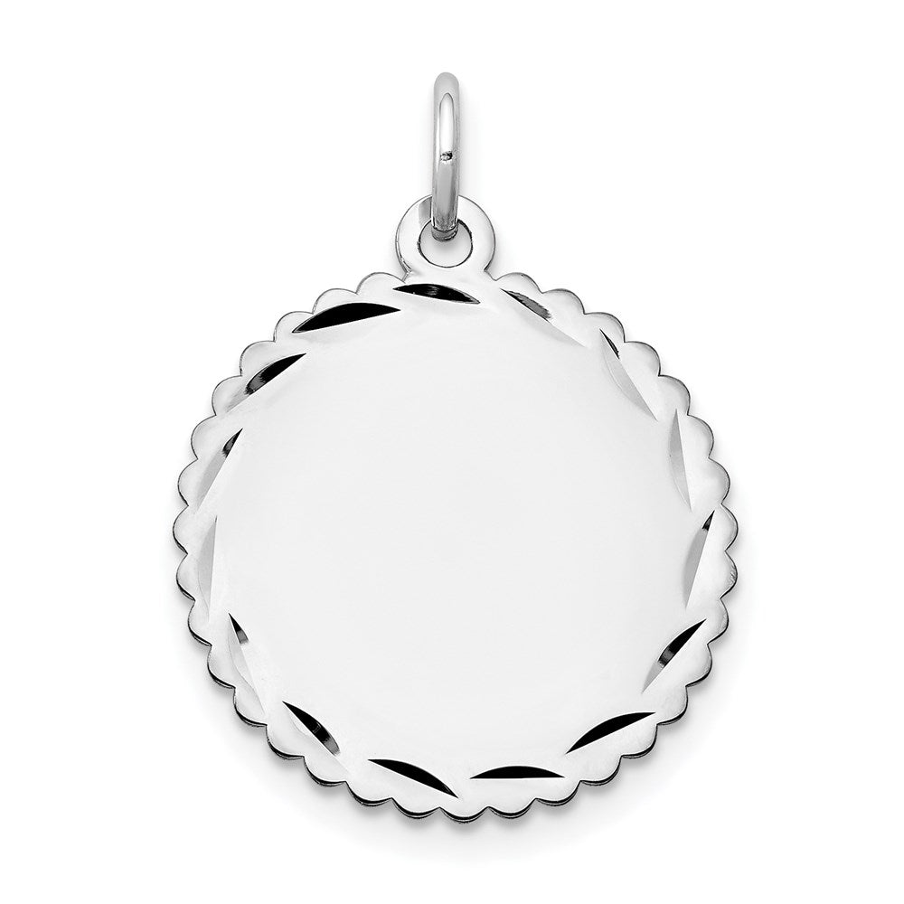 14K Weißgold Gravierbar Gewellt Plättchen Charm