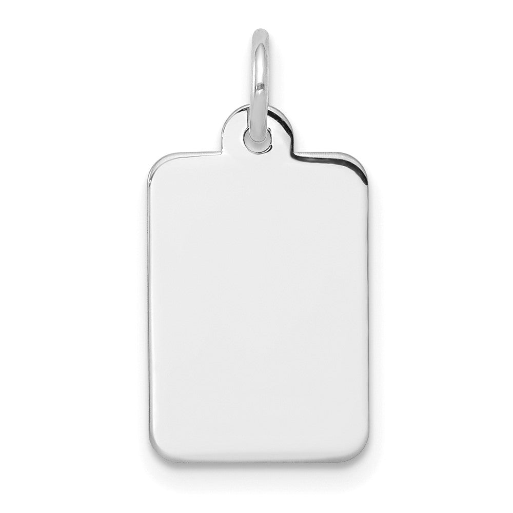 14K Weißgold Schlicht Rectangular Gravierbar Plättchen Charm