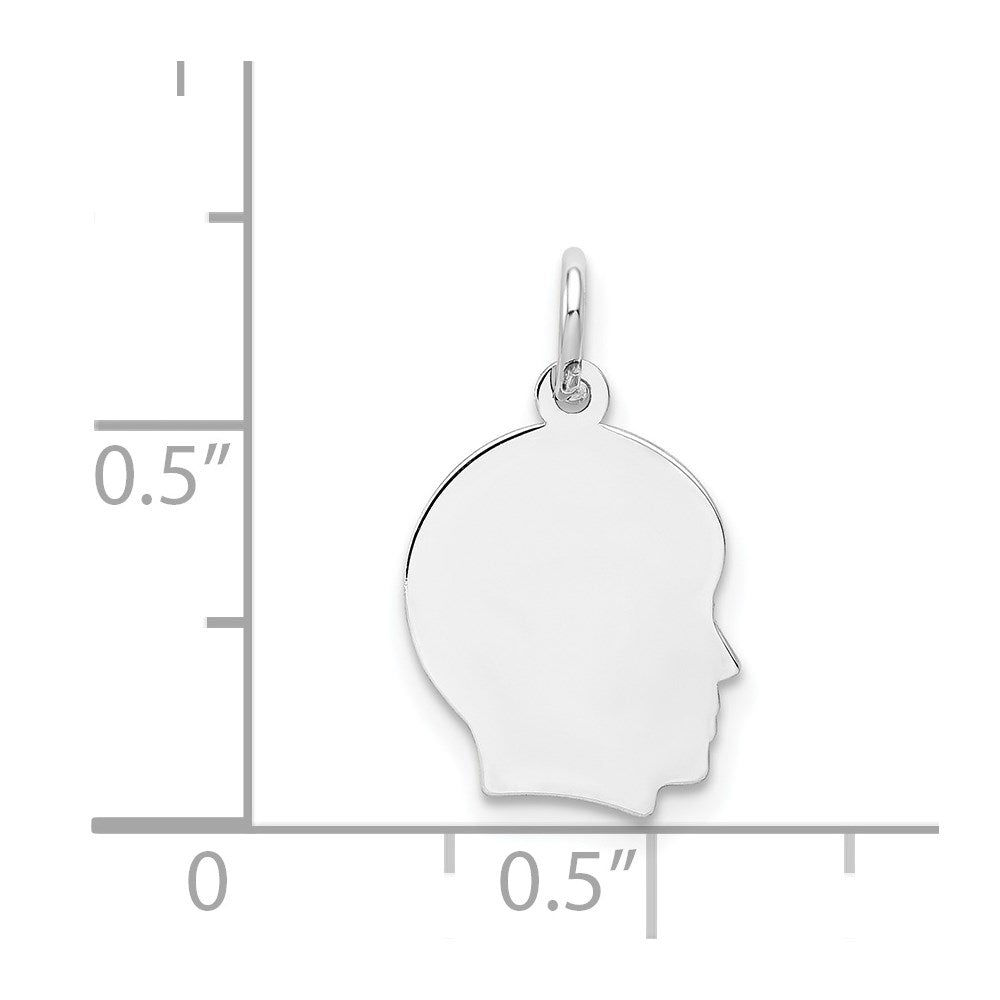 14K Weißgold 14K Weiß Schlicht Klein.009 Depth Zugewandt Right Gravierbar Junge Charm
