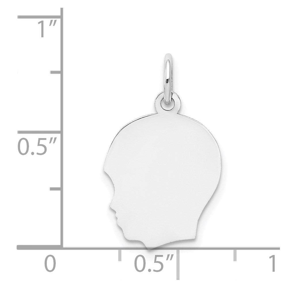 14K Weißgold 14K Weiß Schlicht Mittel.011 Depth Zugewandt Left Gravierbar Junge Charm