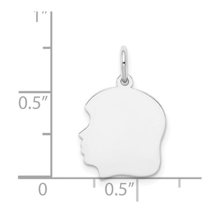 14K Weißgold 14K Weiß Schlicht Mittel.009 Depth Zugewandt Left Gravierbar Mädchen Charm