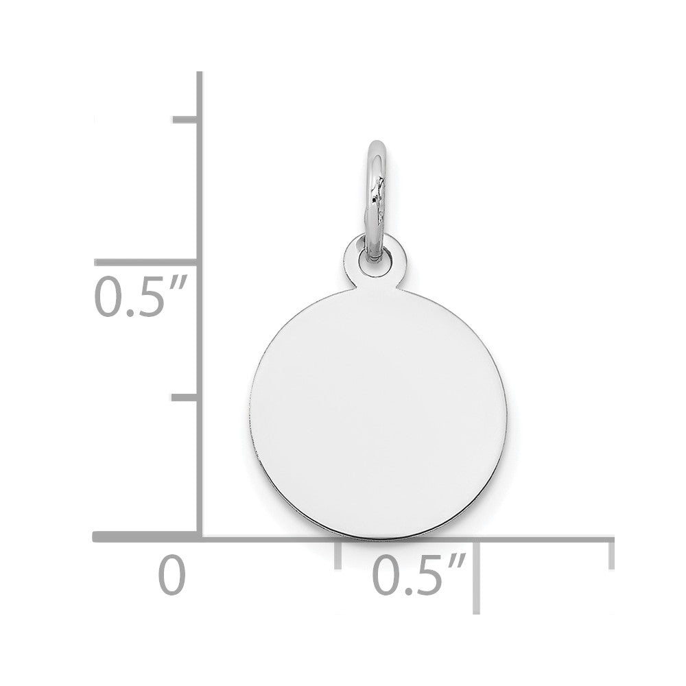 14K Weißgold Rund Plättchen Charm