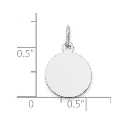 14K Weißgold Rund Plättchen Charm
